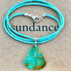 Sundance$158 NEW 18" Turquoise Sterling Silver Beaded Handmade Pendant Necklace
